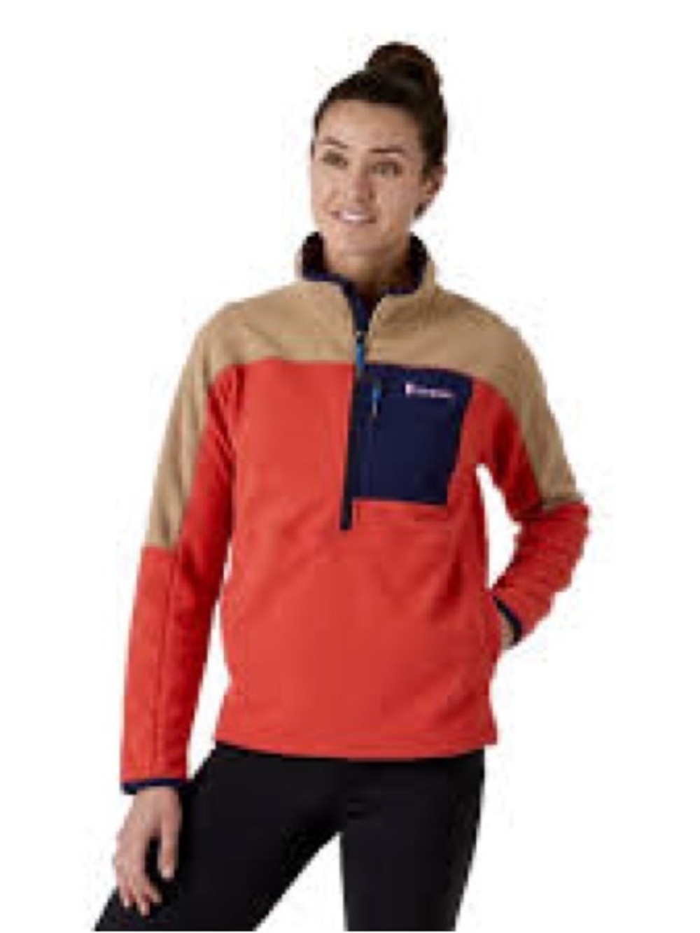 Cotopaxi Abrazo 1/2 Zip Fleece Pullover Womens Small Pocket Colorblock Coral/Tan